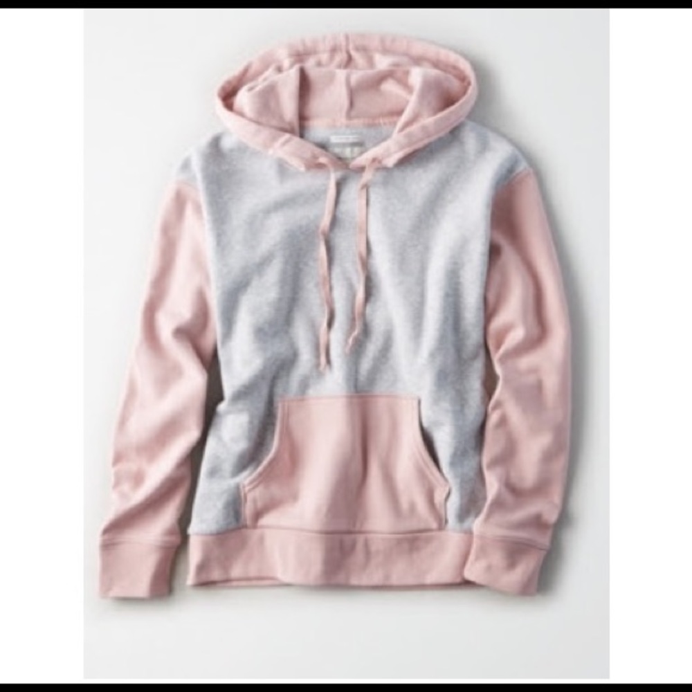 American Eagle Ahh-mazingly Soft Colorblock Hoodie Sweatshirt Ahhmazingly Blush